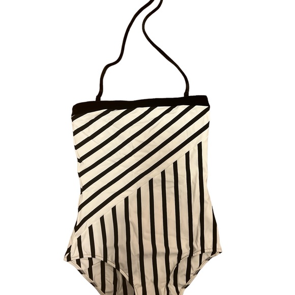 CHANEL one piece swimsuit black and white strip, Sz 38 - Picture 2 of 4